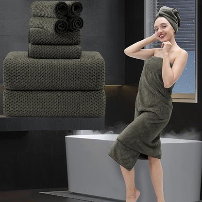 8 Piece Bathroom Towel Set Brown |2 Oversized Large Bath Towels Sheet, 2 Hand
