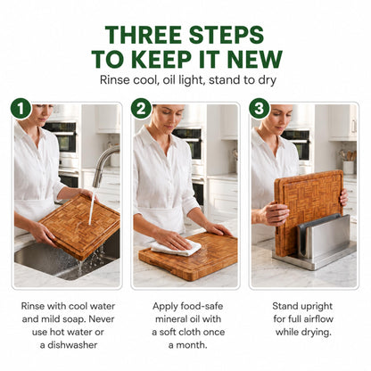 LAIFsolutions Wood Cutting Boards for Kitchen with Juice Groove, Eco-Friendly Wooden Bamboo Chopping board, Food-Safe, Non Plastic Tabla Para, Carbonized Butcher Block for Meat, Veggies Fruits, 3-Set