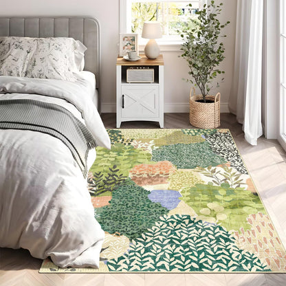 DEXDE Washable Area Rug 3x5 for Living Room, Tropical Vintage Leaf Botanical Rugs Non Slip Soft Kids Room,Abstract Small Boho Carpet for Bedroom, Entryway, Kitchen, Office Dining Room,Green