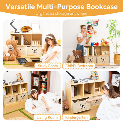 OgiOgi Montessori Shelf,Wooden Kids Storage Organizer for Toddlers,5-Section Storage Cabinet,2-Shelf Bookcase,Book Shelf for Kids Rooms, Book Storage Display for Bedroom Classroom(Nursery-Burlywood)