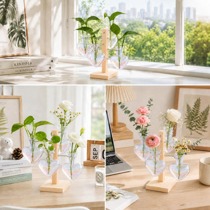 Nacome Plant Terrarium Propagation Stations: Clear Vase with Wooden Stand