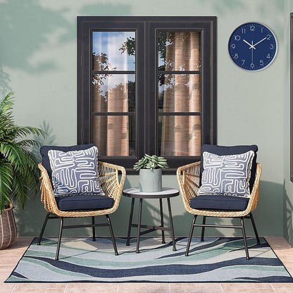 SENYURI Navy Blue Modern Wall Clock for Living Room Decor, 14 Inch Large Wall Clock Silent Battery Operated, Classic Round Analog Clock for Bedroom, Kitchen, Office, Bathroom, Outdoor Patio, Pool