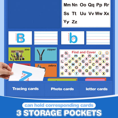Alphabet Learning Pocket Chart, Alphabet Wall Chart for Toddlers 1-3, Handwriting Practice Letter Tracing Circle Time Learning Center for Classroom, Preschool Classroom Must Haves XL35x 27"