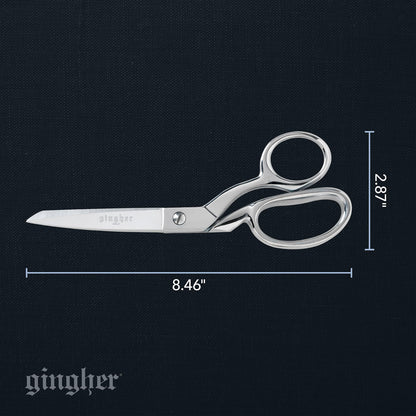 Gingher 8" Dressmaker's Fabric Scissors, Stainless Steel Shears, Sharp Knife Edge Steel Sewing Shears with Protective Sheath for Fabric Cutting and Tailoring, Chrome Plated Nickel Finish