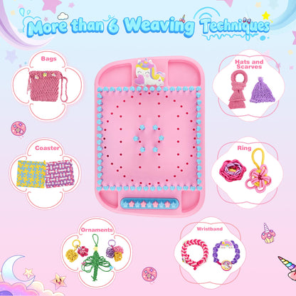 6-in-1 Friendship Bracelet Making Kit,Weaving Loom Kit Toys, 500+ Pcs Craft Kits For Kids,A multi-functional Weaving loom that can be used to make Bracelet, potholder, pendants, bags, hats and scarves