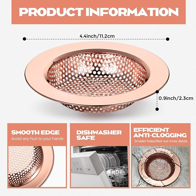 Retisee 2 Pcs Sink Strainer Stainless Steel Kitchen Sink Drain Strainer Basket