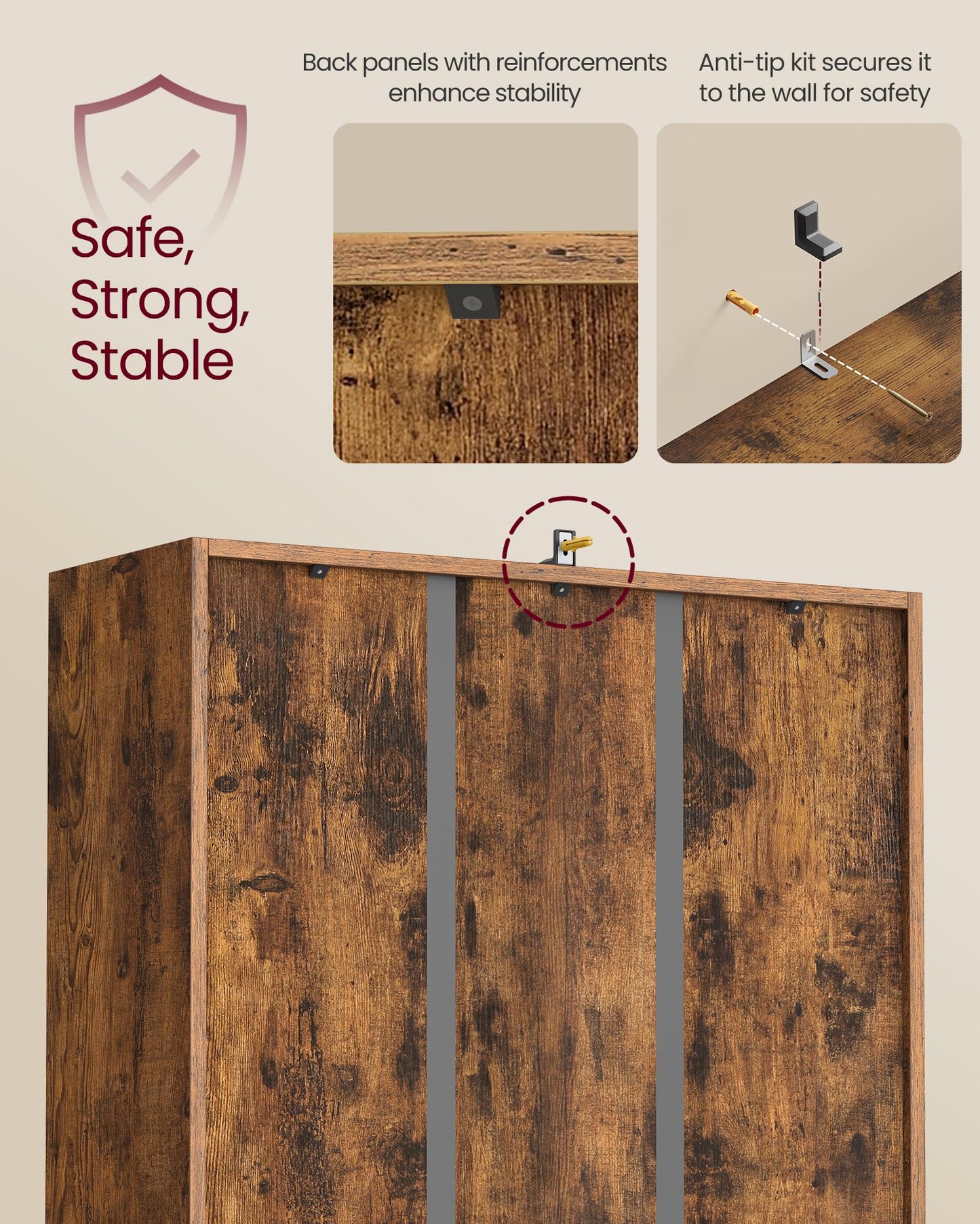 VASAGLE Custos Collection - Bookshelf, Bookcase, Cube Shelf with 4 Compartments, 9.4 x 26 x 26 Inches, Storage Shelf, for Living Room, Home Office, Dining Room, Rustic Brown ULBC476K01