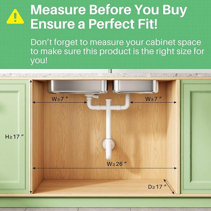 Under Sink Organizer, 2-Pack 3-Tier Height Adjustable Thickened Metal Pull out Cabinet Organizer Shelf, Slide out Storage Drawer Rack for Bathroom Kitchen Pantry Home Organization, LightBlue