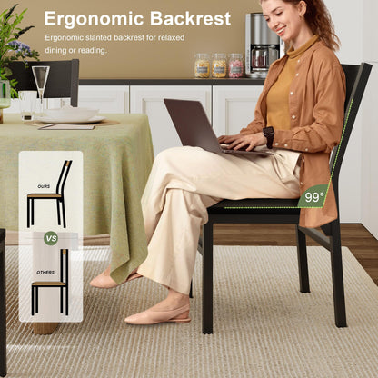 Feonase Dining Chairs Set of 6, Modern Kitchen Chairs with Ergonomic Backrest, MDF Board and Metal Legs, Dinner Chairs for Dining Room, Kitchen and Living Room, Easy Assembly, Black