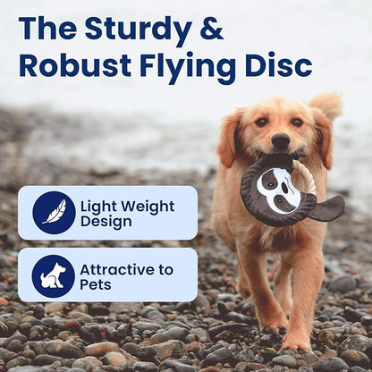 PAWSPIK Flying Disc Tug-of-War Toy, Eco-Friendly Recycled Material, Squeaker Toy for Medium and Large Dogs, for Throwing & Fetching 8.5" Diameter (Tough Tiger)