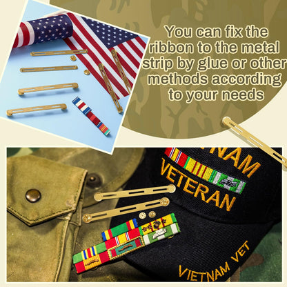 Landical 6pcs Military Ribbons Holding Bar Ribbon Mounting Bar Rack Military Brass Mount Holder for Uniforms Organizer (3 Ribbon)