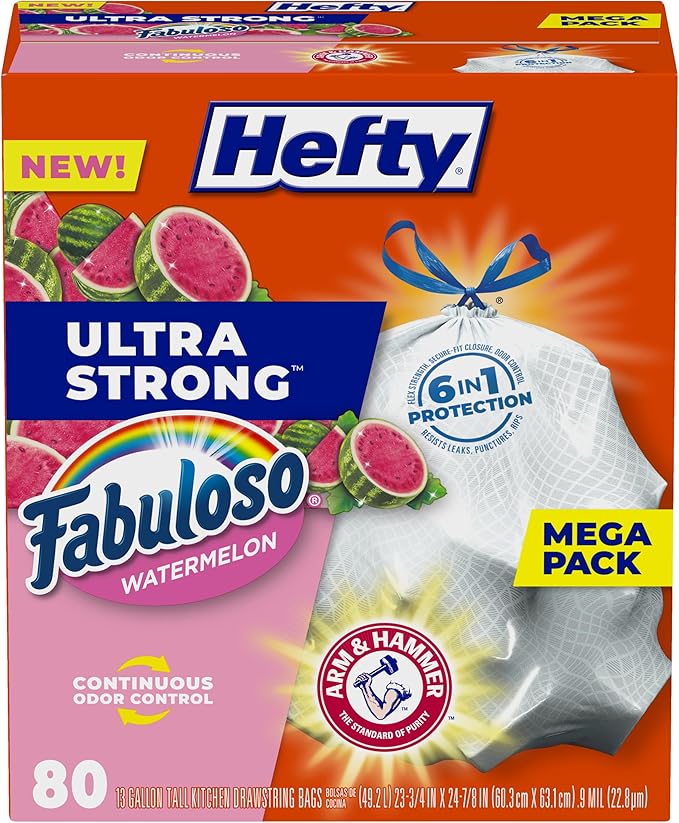 Hefty Ultra Strong 13 Gallon Trash Bags, Tall Kitchen Trash Bags 13 Gallon Size