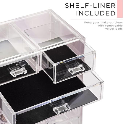 Sorbus Acrylic Makeup Organizer Set, 6-Drawer Vanity & Countertop Cosmetic Storage with Small & Wide Compartments, Tie Dye Makeup Storage for Brushes, Jewelry – Holiday Gift for Women & Teens