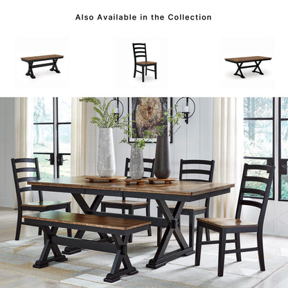 Signature Design by Ashley Wildenauer Dining Bench, 48 Inch Farmhouse Two Tone Wooden Seating with Solid Wood Frame, Mango Veneer and MDF Substrate Seat, Casual Entryway or Kitchen Use, Brown/Black