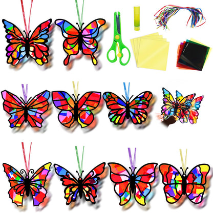 EggSun 36 Sets Butterfly Suncatchers Crafts Kit Ornaments Stained Glass Window Arts and Crafts Supplies for Classroom Holiday Birthday Projects Home Party Favors Decorations Ages 4 8 12