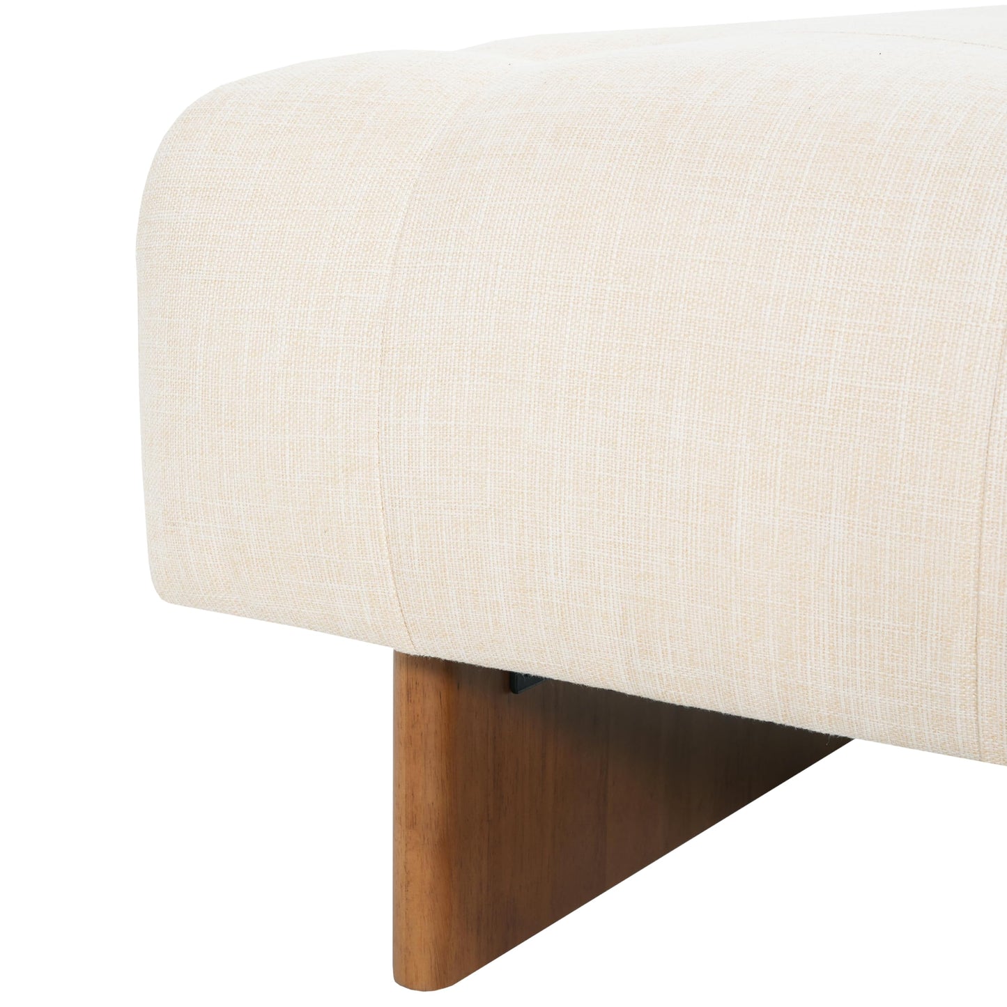 Christopher Knight Home Yvone Modern Upholstered Ottoman Coffee Table, Wooden Square Ottoman Foot Rest, Multipurpose Foot Stools Ottoman, Comfy Living Room Sofa Extra Seat, Beige+Brown