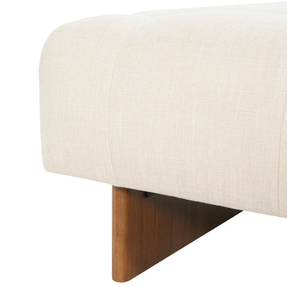 Christopher Knight Home Yvone Modern Upholstered Ottoman Coffee Table, Wooden Square Ottoman Foot Rest, Multipurpose Foot Stools Ottoman, Comfy Living Room Sofa Extra Seat, Beige+Brown