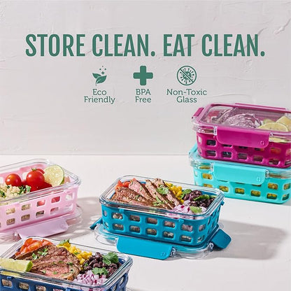 Ello Duraglass 3.4 Cup Meal Prep Sets 10Pc, 5 Pack Set- Glass Food Storage