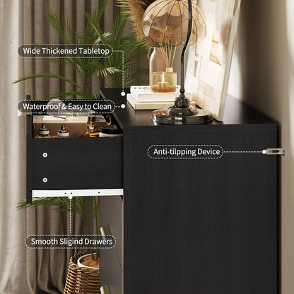 GarveeHome Fluted Dresser for Bedroom with 5 Drawers,32" Wide Modern Chest of Wooden Bedroom Chest with Metal Handle,Clothes Storage Organizer,Dresser & TV Stand for Living Room,Black