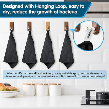 FIXSMITH Black Microfiber Cleaning Cloth -Pack of 8, Highly Absorbent Cleaning