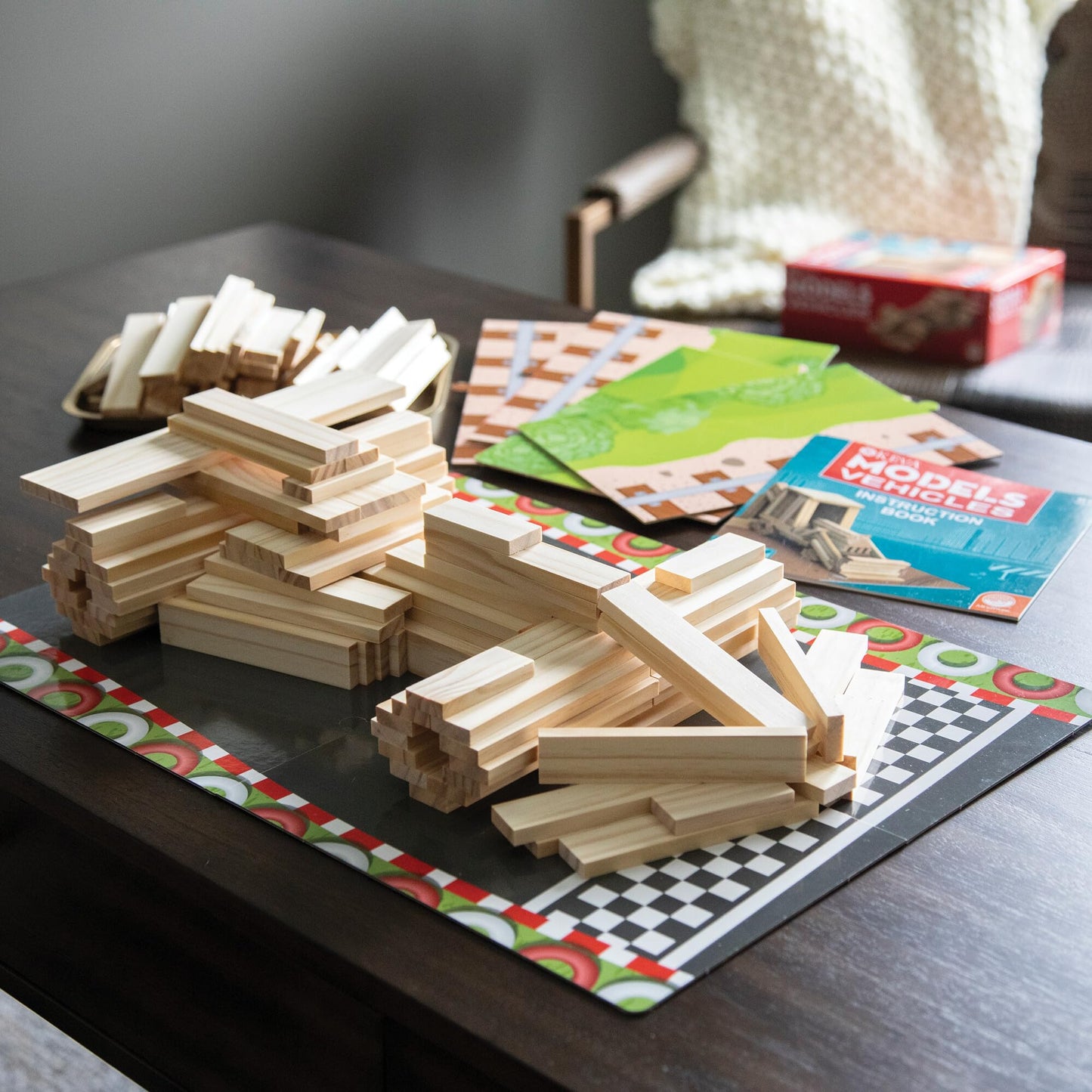 MindWare KEVA Models Vehicles - 154 Wooden Building Planks & Step-by-Step Instructions to Build Iconic Vehicles