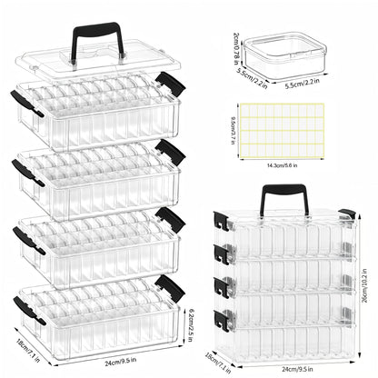 VANSUNS Bead Organizer Box 120 Pcs, 4-Tier Large Capacity Stackable Bead Storage Containers, Portable Plastic Craft Organizers for Jewelry Making, Bracelets, DIY, Nail Art Charms