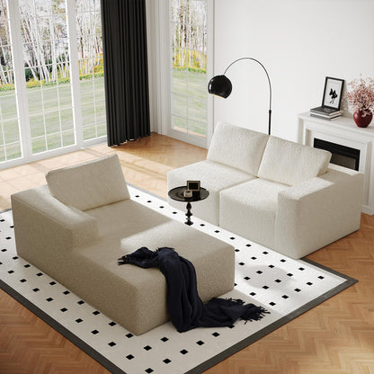 108" Cloud Modular Sectional Couch with L-Shape Chaise, Modern Sectional Sofa with Deep Seat Couch, Ultra Soft Knit Fabric Couches for Living Room, No Assembly Required, Left Facing Chaise (Beige)