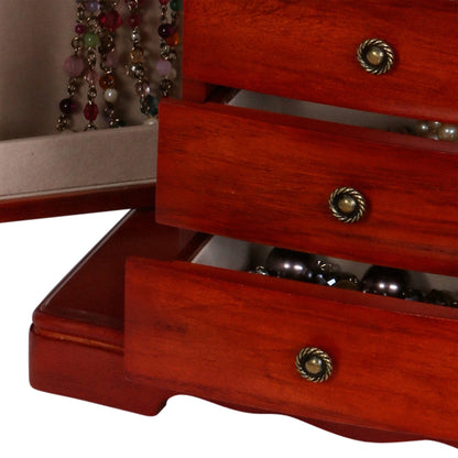 Mele & Co. Harmony Wooden Jewelry Box in Cherry Finish