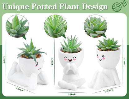 Der Rose 3 Pack Fake Plants for Office Desk Accessories Artificial Succulents Plants for Room Bathroom Home Decor for Women