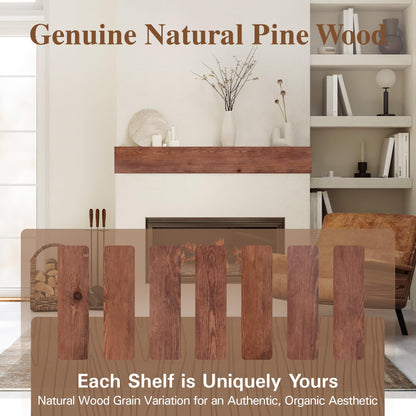 Eshoma Fireplace Mantel, 72 Inch Handcrafted Wood Mantles for Over Fireplace, Wall Mounted Fireplace Mantel Shelf, Floating Mantel Shelf for Living Room Decor, Walnut
