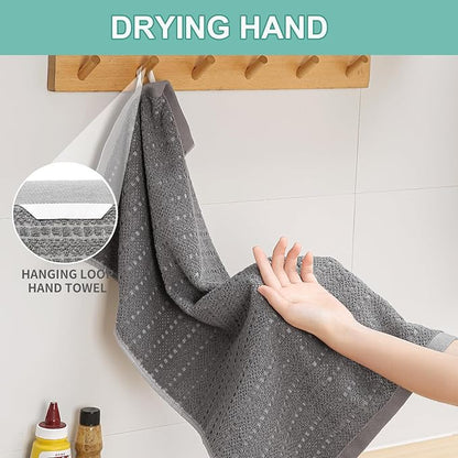 SALAS Kitchen Dish Towels, Bulk Cotton Kitchen Hand Towels, 390 GMS Plaid Dish