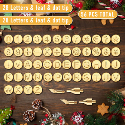 Mixweer 56 Pcs Wood Burning Letters and Numbers Wood Burning Tools with Letter Stamps and Number Tips Symbols for Wooden Burner Craft DIY Embossing Carving