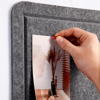 Large Bulletin Board, 48 X 36 inches Cork Board with 30 Pushpin, 4' x 3' Felt Cork Board Notice Pin Board, Self-Adhesive Vision Board Mood Board Foldable Photo Board for Wall - Dark Gray