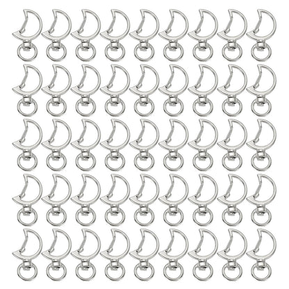 PATIKIL Swivel Lobster Clasp, 50 Pcs Moon Shape Swivel Clasp Hooks Metal Snap Clips Lanyard Claw Clasps Key Chain Making Kit for DIY Crafts Purse Bag Connector Hardware, Silver Tone