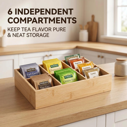 Ninebendstreams 2 Pack Bamboo Desk Organizer with Adjustable Dividers, Modular Wooden Storage Trays for Tea Bags, Snacks, Makeup Office Supplies Drawer Organizer Set for Home & Kitchen