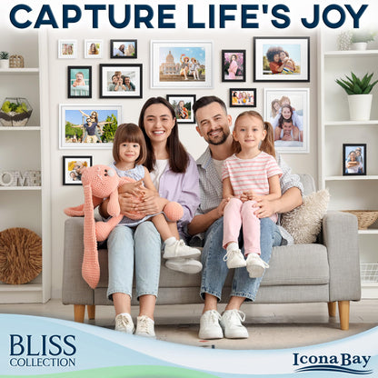 Icona Bay - 8x10 Picture Frames with Removable Mat for 5x7 Photos - Black, 5 Pack - Modern Style Engineered Wood Frames - Table Top or Wall Mount - Bliss Collection