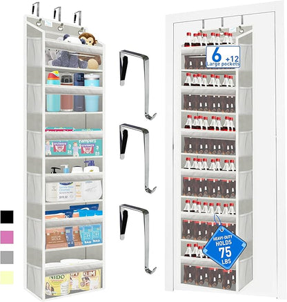 over the door organizer, Solid Bamboo Board 6-Tier Heavy Duty 75LB, 12 Side