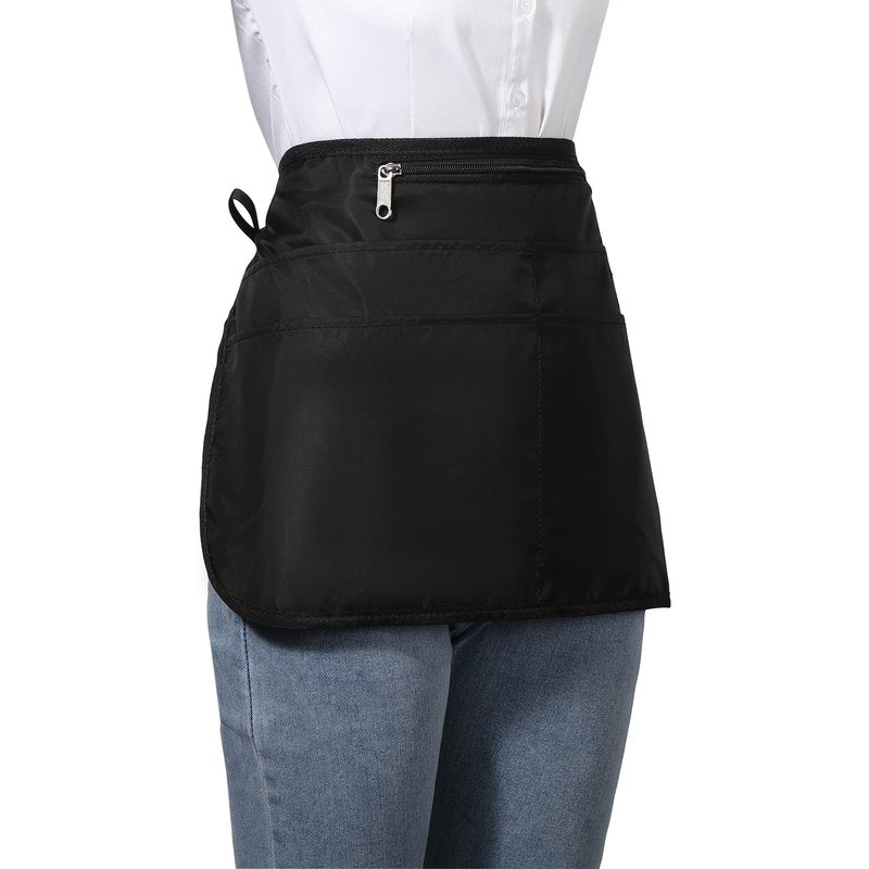 Bafelia Waterproof Server Apron for Women with 6 Pockets,Quickly Put on and Take off Waitress Apron,Work Apron for Bartender Barista (1, Black)