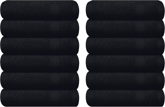 GLAMBURG Ultra Soft 12-Piece Washcloths Set 13x13-100% Ringspun Cotton