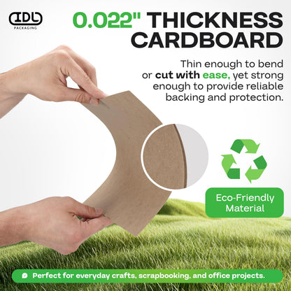 Chipboard Sheets 8.5" x 11", Pack of 50 - USA-Made Cardboard Sheets for Scrapbooking, Framing - Heavy-Duty 0.022" Thickness Brown Cardstock - Chip Board Pads for Crafts, DIY Projects by IDL Packaging