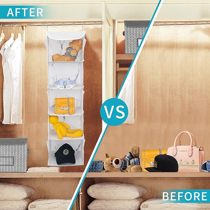 5 Shelves Hanging Closet Organizer, 2 Pack Hanging Storage