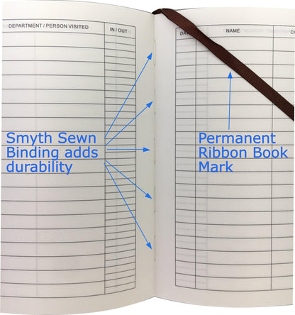 Officewerks Visitors Register & Guest Book, 120 Pages, 8 7/8" X 7", Black Hardbound Cover, Durable Smyth Sewn Binding