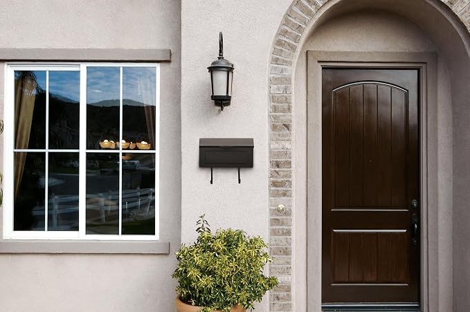 Architectural Mailboxes Amboy Steel Wall Mount Mailbox, Black, Medium | Galvanized steel build for outside with weather-resistant outdoor construction and a rust-resistant powder-coat finish.