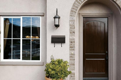 Architectural Mailboxes Amboy Steel Wall Mount Mailbox, Black, Medium | Galvanized steel build for outside with weather-resistant outdoor construction and a rust-resistant powder-coat finish.