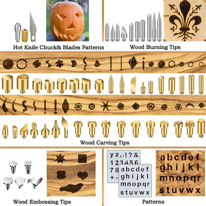 62Pcs Wood Burning Tips, Professional Wood Burning Pen Tips and Alphabet Number Stencils Set, Perfect Wood Burning Embossing Carving DIY Crafts Tool for Adults Beginners