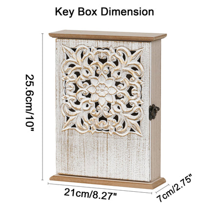 AHUONEL Key Holder for Wall Decorative Key Box Key Cabinet, Wooden Key Hooks Wall Mounted Key Hangers Rustic Key Rack with 6 Key Hooks for Home Office Entryway, Christmas Housewarming Gift