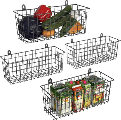 MaraFansie Extra Large Hanging Wall Basket 4-Pack Wall Mounted Wire Basket