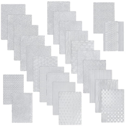 24 Pcs Polymer Clay Texture Sheets Boho Embossing Texture Sheet 17 x 25 Clay Texture Sheets for Pottery Earrings Jewelry Making