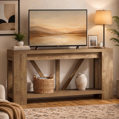 Tribesigns 70.9" Extra Long Entryway Table, Farmhouse Wood Console Tables with Storage Shelf, Modern Rustic Sofa Foyer Tables for Entryway, Behind Couch, Living Room, Entrance, Brown