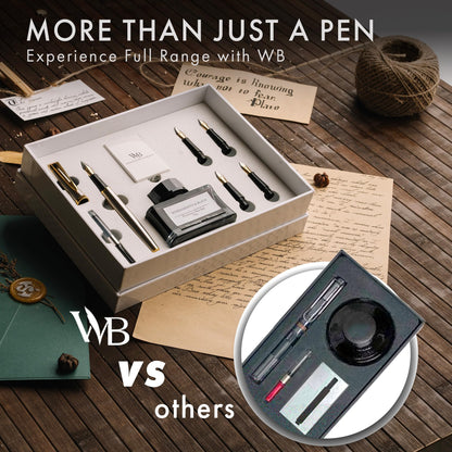 Wordsworth & Black Fountain Pen Gift Set, Includes Ink Bottle, 6 Ink Cartridges & A Refill Converter, 4 Replacement Nibs, Premium Package, Journaling, Calligraphy, Smooth Writing Pens [Silver Chrome]